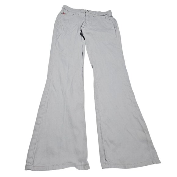 C'est Toi Retro 70s Jeans Size 7 8 Bell Bottom Flare Mid Rise White Denim Pants - Picture 2 of 5